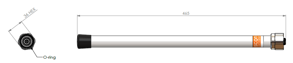 SCAN UHF5G 3dB LTE/GSM/WLAN Multiband Antenna w. 1"-11 Nut - 2