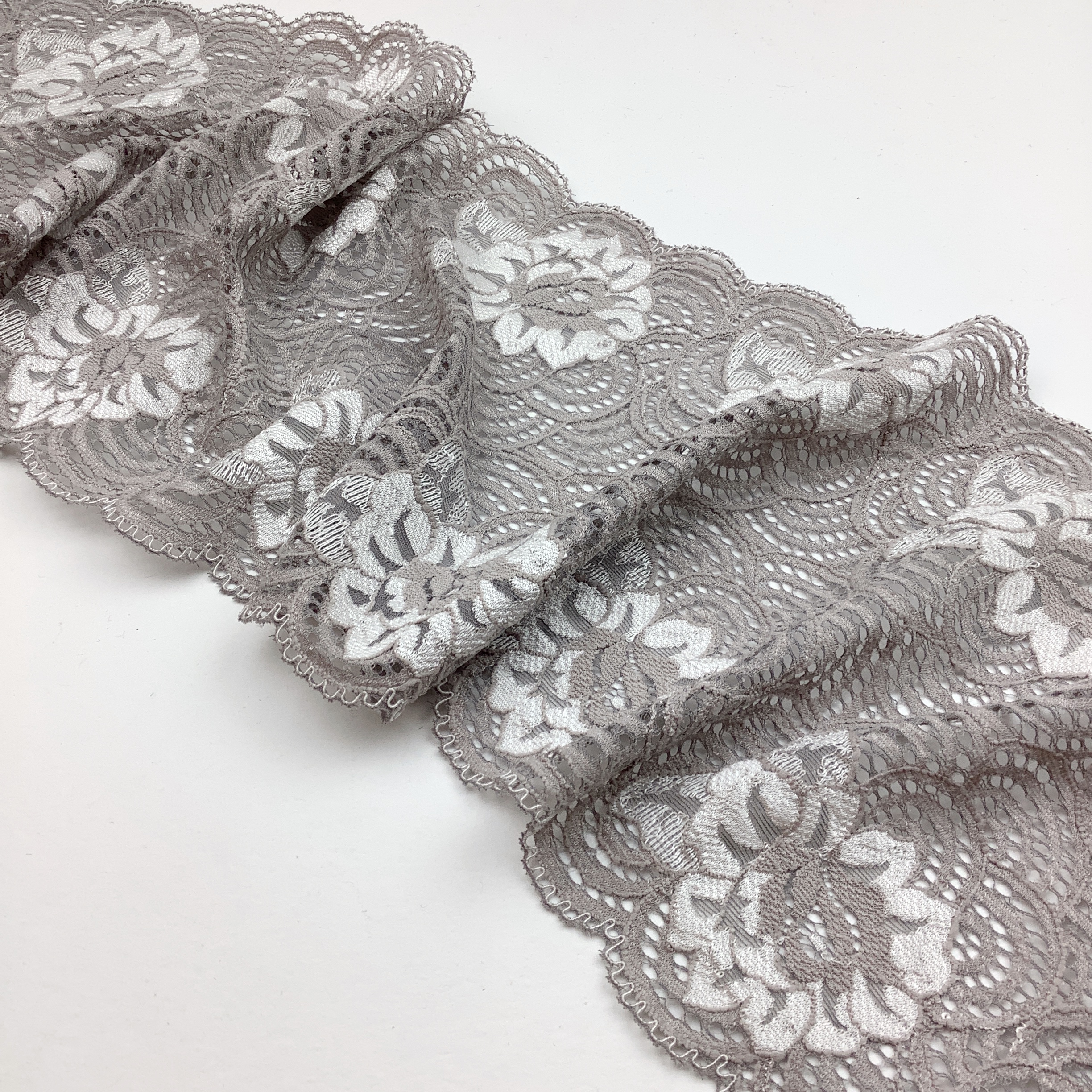 Stretch lace viscose Grey 19cm - AM1809