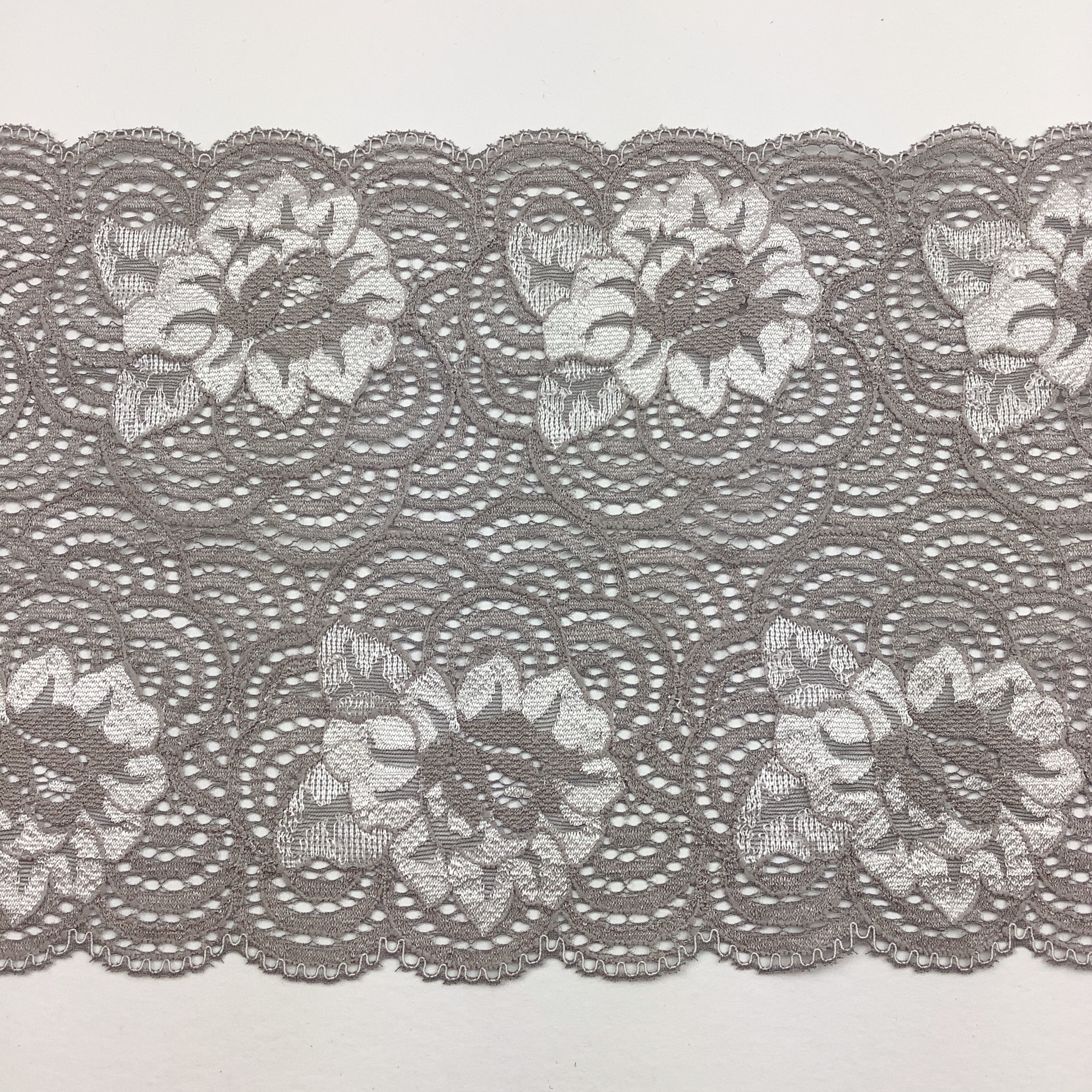 Stretch lace viscose Grey 19cm - AM1809