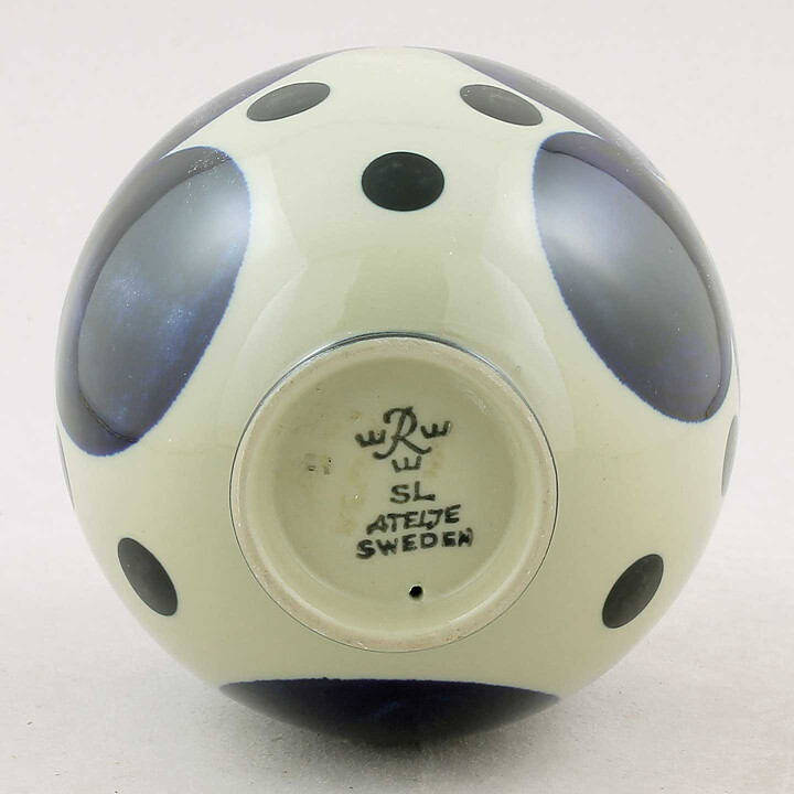 シルヴィア・レウショヴィウス  青のドットの卵 エッグ 1960年代  14cm