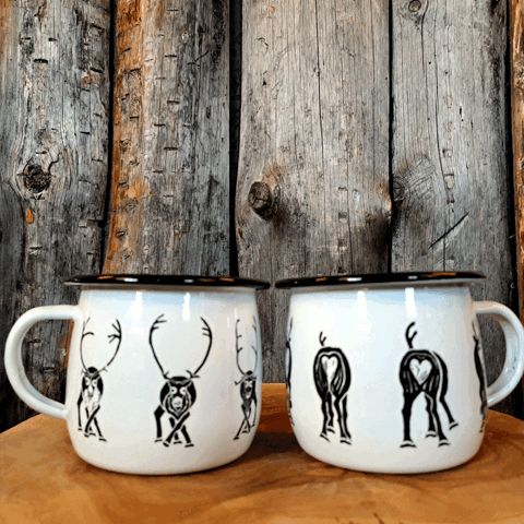 Plåtmugg Renar, Emalj, Jokkmokk  design, Samisk konst  