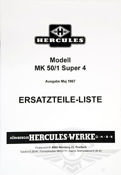Reservedelskatalog Hercules MK50 MK50/1 Super 4 – tysk tekst
