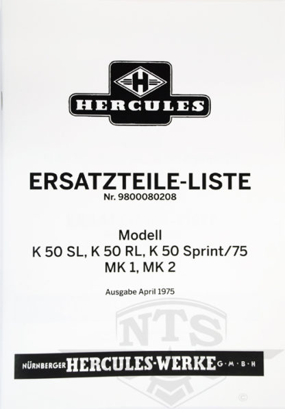 Ersatzteilkatalog Hercules K50  deutscher Text