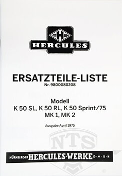 Reservedelskatalog til Hercules K50 – tysk tekst