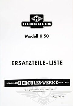 Reservedelskatalog til Hercules K50 – tysk tekst