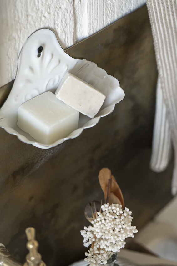 Rustic style soap dish - Enamel - White - 4