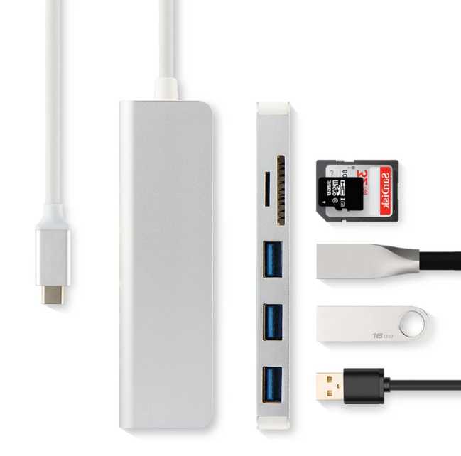 USB Type-C to 5-in-1 USB Hub & Card Reader