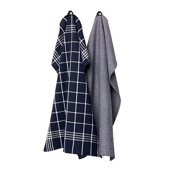 Kökshandduk 2-pack marinblå/vit