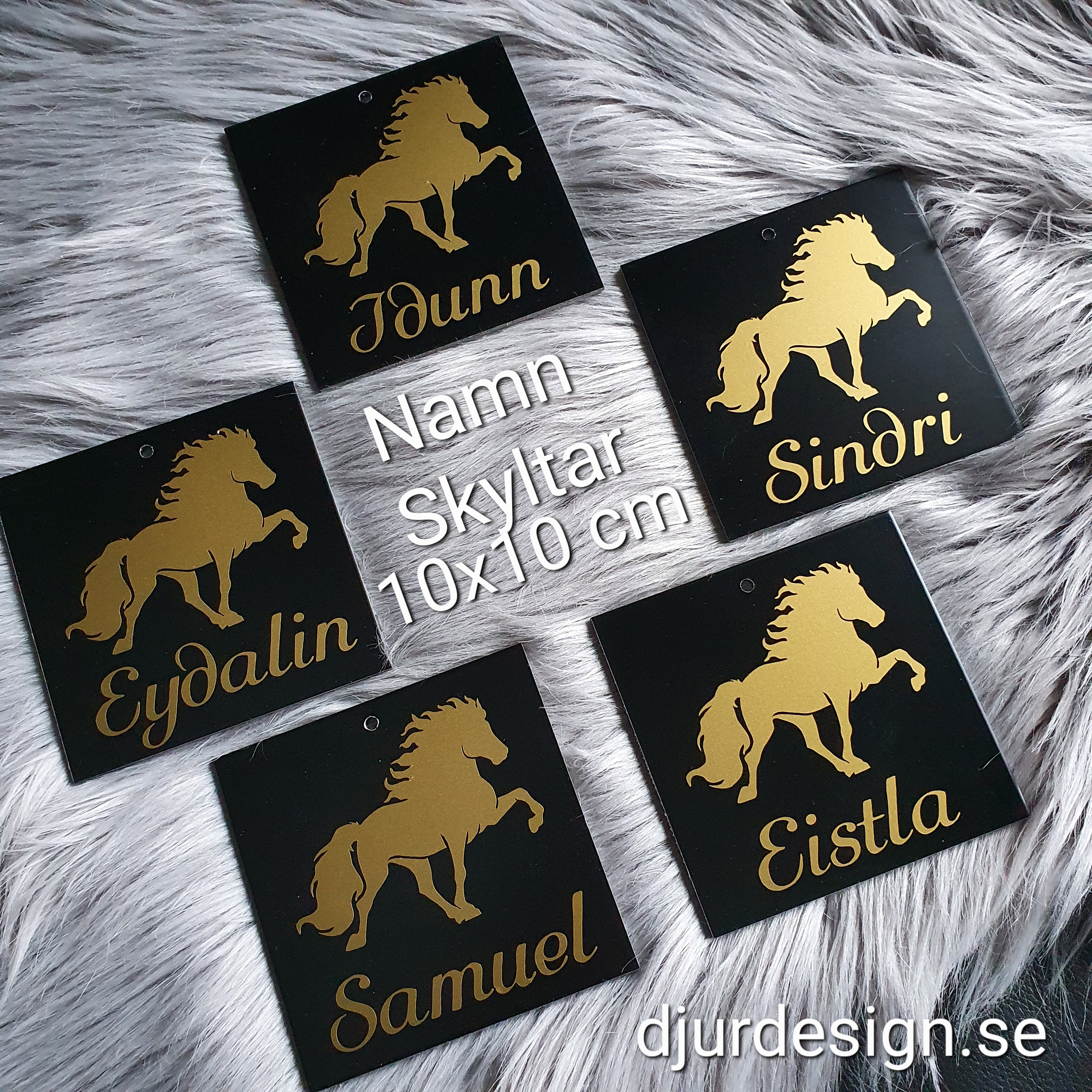 Nr 1 A Träns & sadel namnskylt  10 x 10 cm flera färger islandshäst + namn 