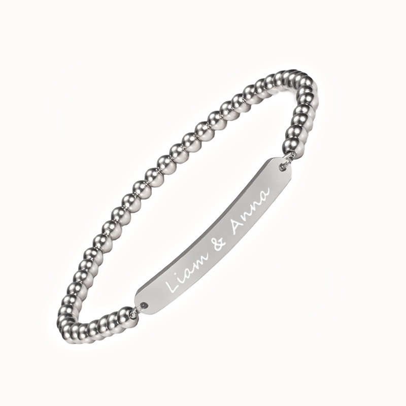 Teygjanlegt, sérsniðið armbönd með áletrun - Ryðfrítt stál