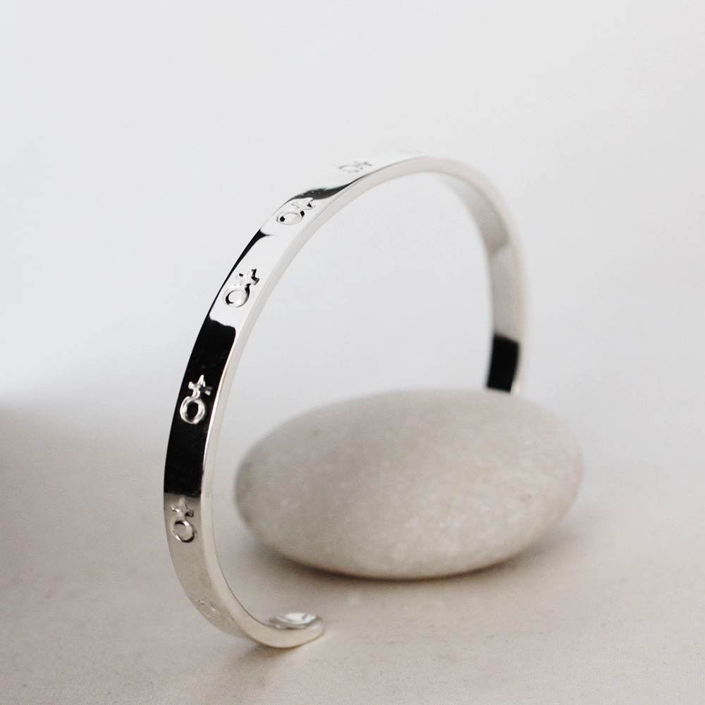 Kompass - stelt armband i silver med venustecken