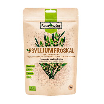 En brun ståendes pappersförpackning som det står psyllisfröskal på