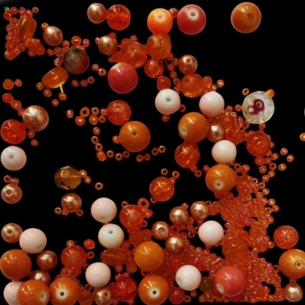Mixade glaspärlor orange