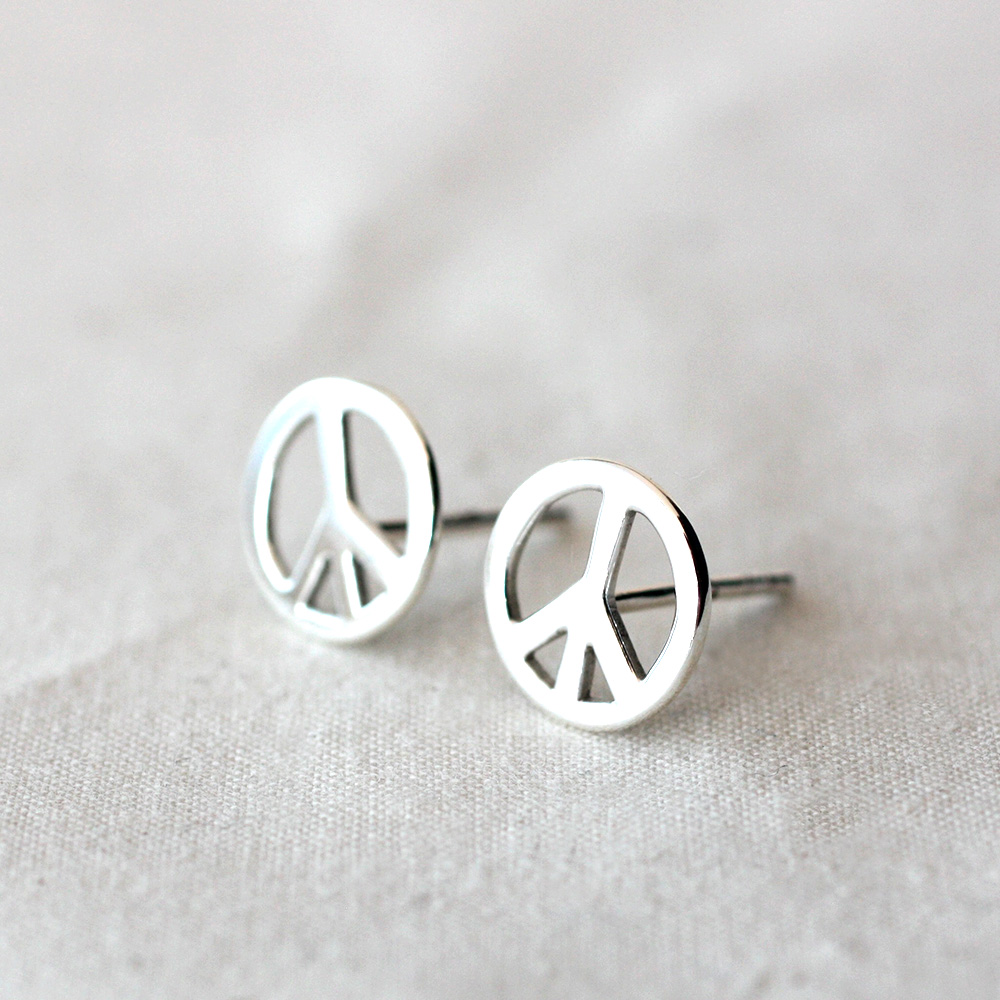 Kompass - Peace örhängen i silver på stift