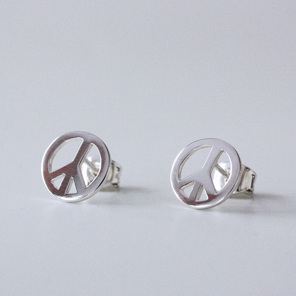 Kompass - Peace örhängen i silver på stift - 3