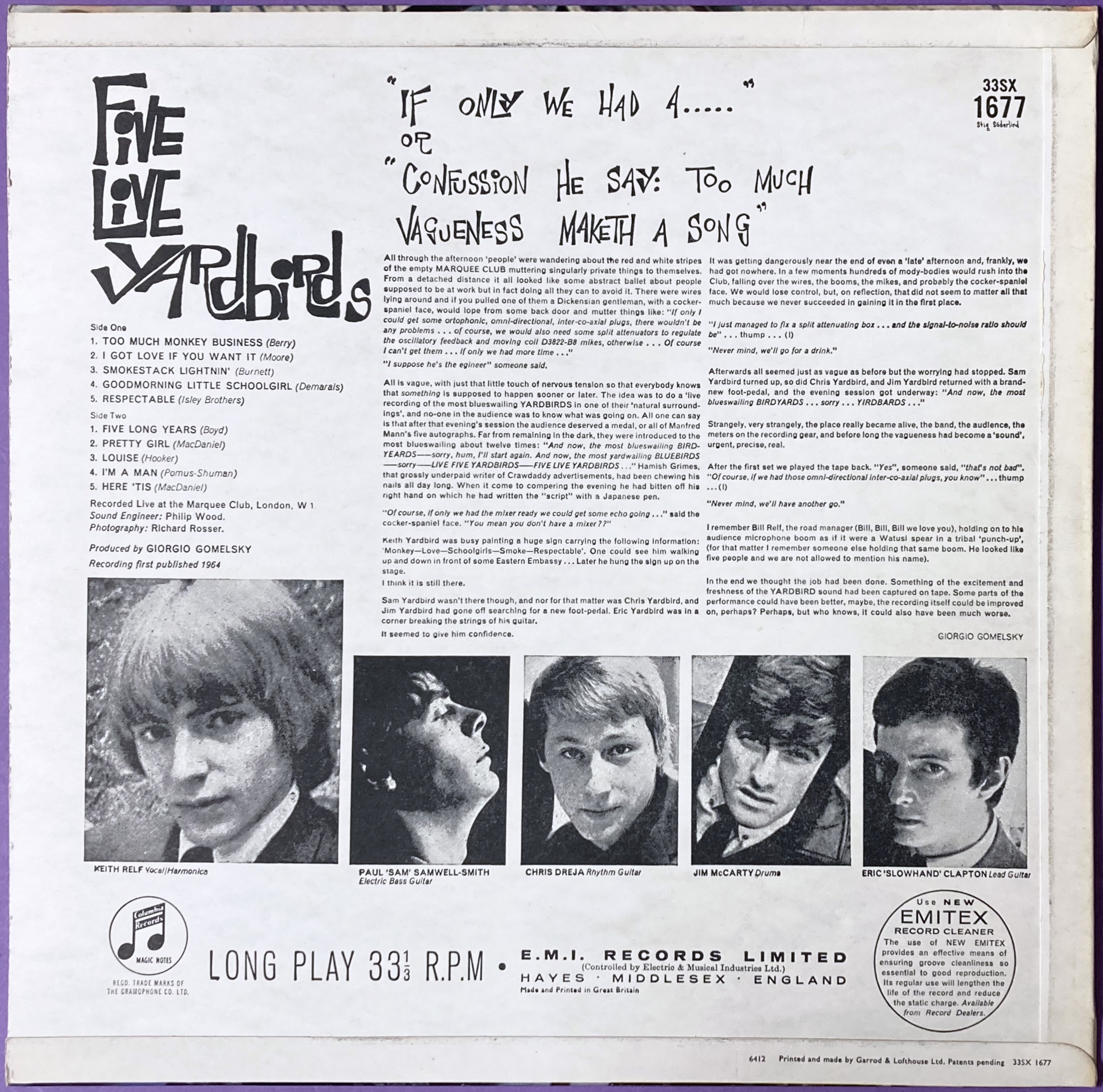 YARDBIRDS - Five live UK LP 1964 - 2