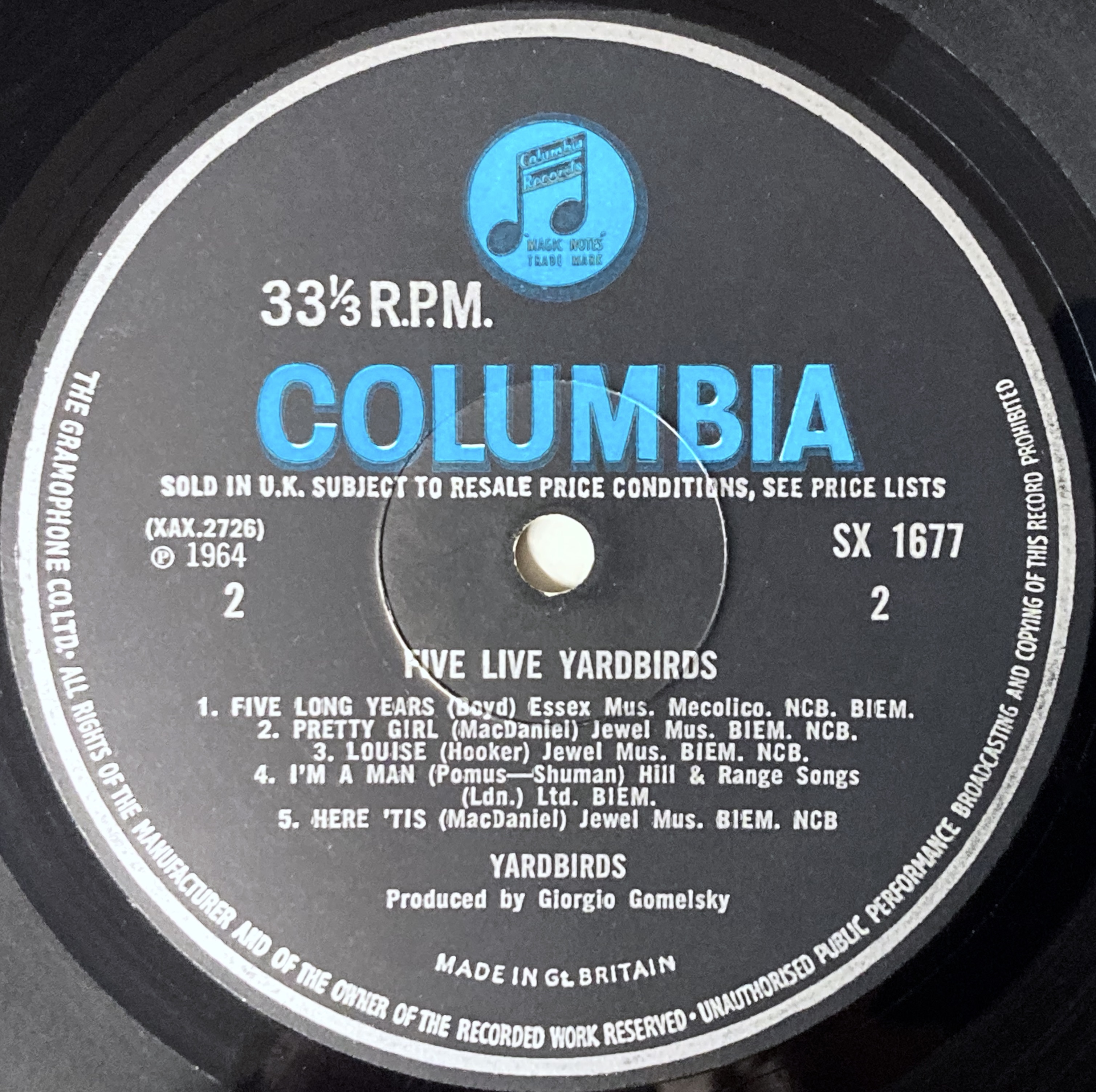 YARDBIRDS - Five live UK LP 1964 - 4