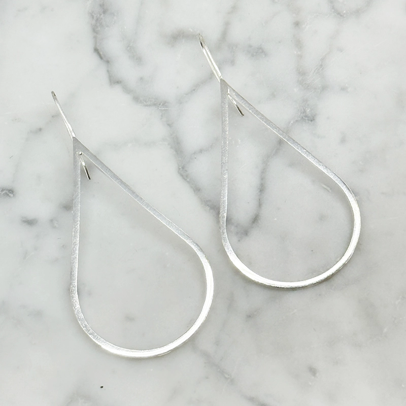 Silver earrings H2O polished silver - 2