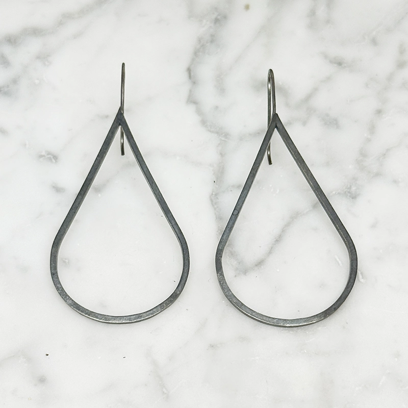 Silver earrings H2O oxidized - 2