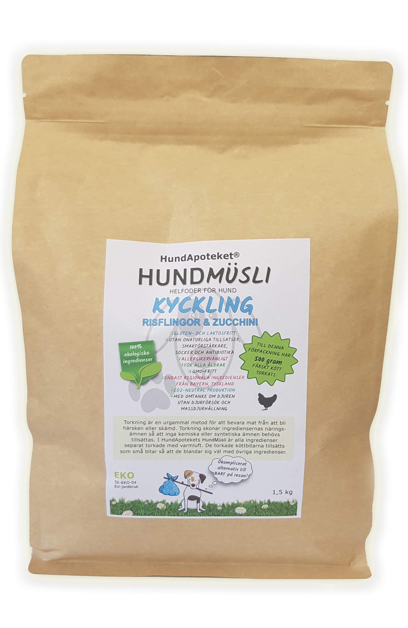 HundMüsli Kyckling med Risflingor & Zucchini  1,5 kg