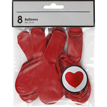 Ballonger hjärta röd 8/fp