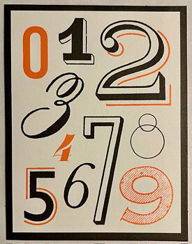 Vintage Typography : Fanciful Numerals - Kort med kuvert