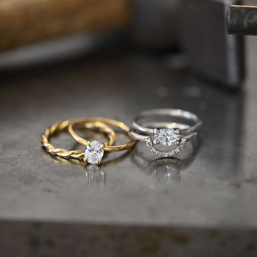 Ring Jasmin handgjord diamanter 9x0,005 ct guld 18 karat  - 2
