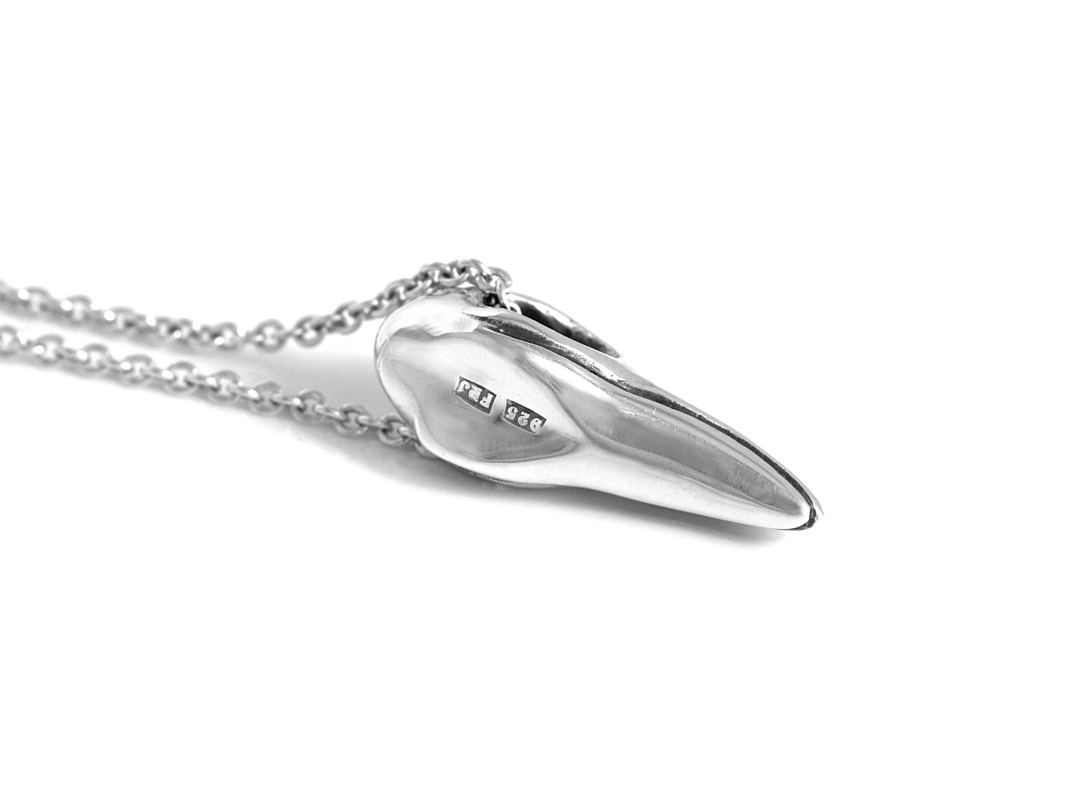 Liten Fågelskalle Halsband, Fågelkranium Hänge, Fågel Smycke i Äkta Silver - 3