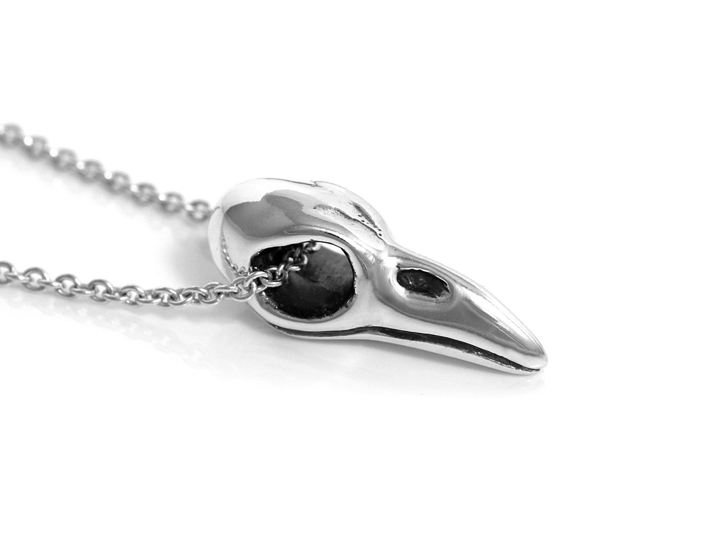 Liten Fågelskalle Halsband, Fågelkranium Hänge, Fågel Smycke i Äkta Silver - 2
