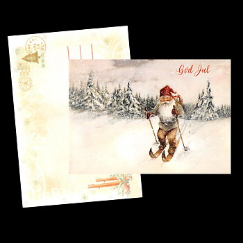 Nisse på skidor - God Jul - Julkort A6 - 974 PA77