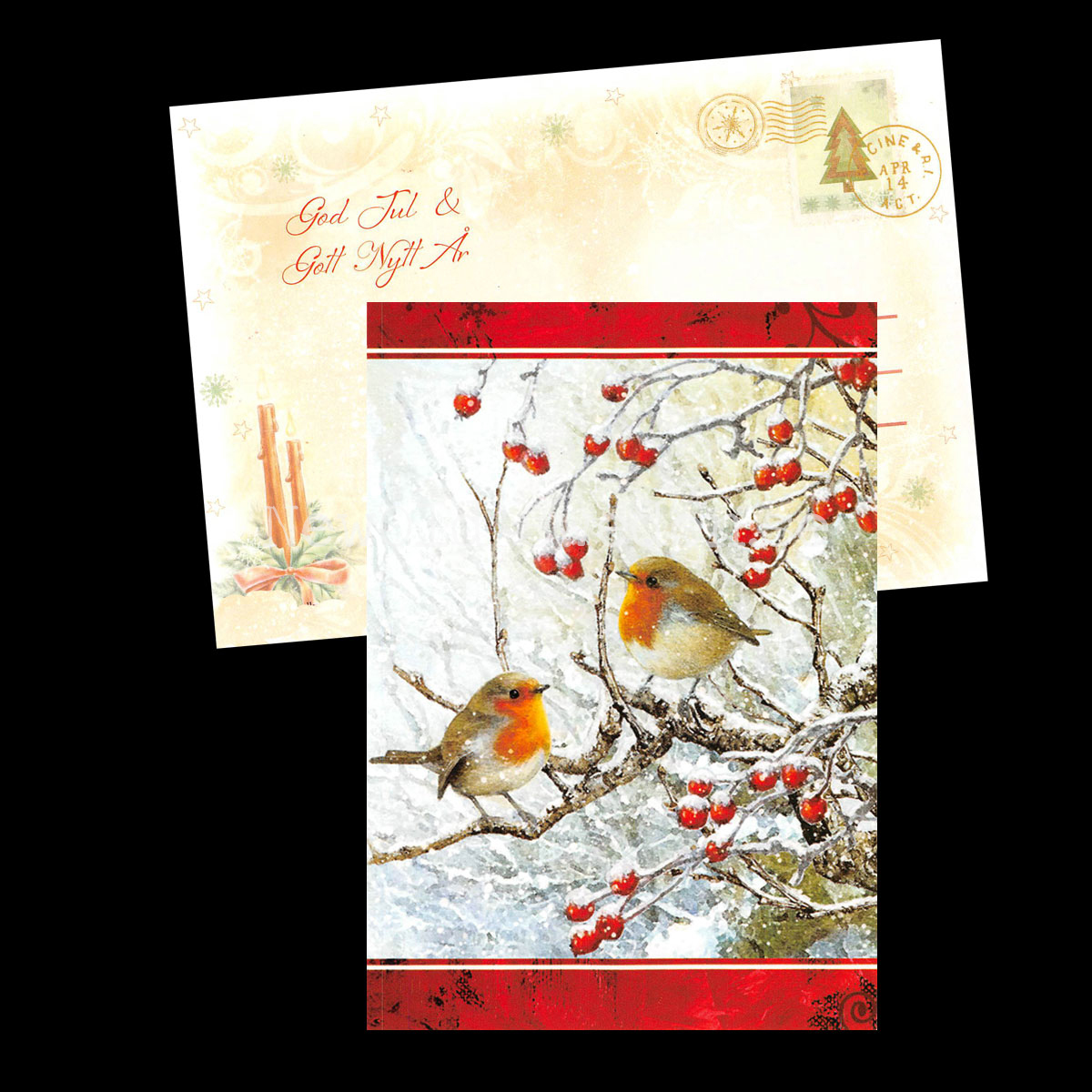 Vinterfåglar - God Jul & Gott Nytt År - Julkort A6 - 972 PA77 - 2