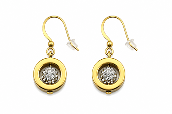 Earrings golden Hematite & crystalls