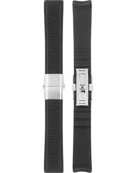 202265 Svart gummiband  med viklås till Sjöö Sandström Royal Steel Classic 36 och Worldtimer 36