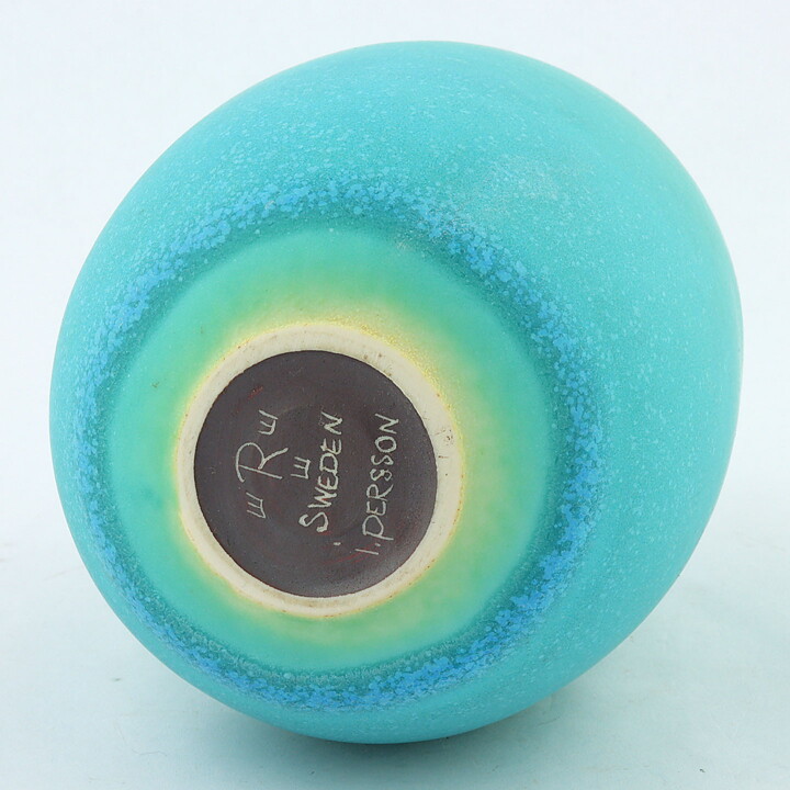 Inger Persson (1980s) Turquoise Balloon Vase 16 cm