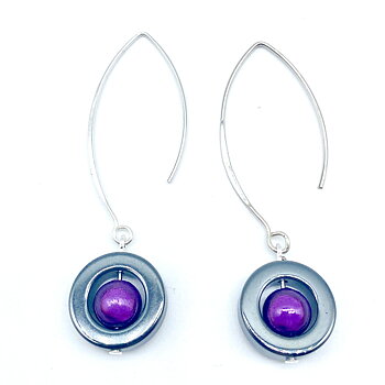 Jenny Örhängen Lila Hematite silver