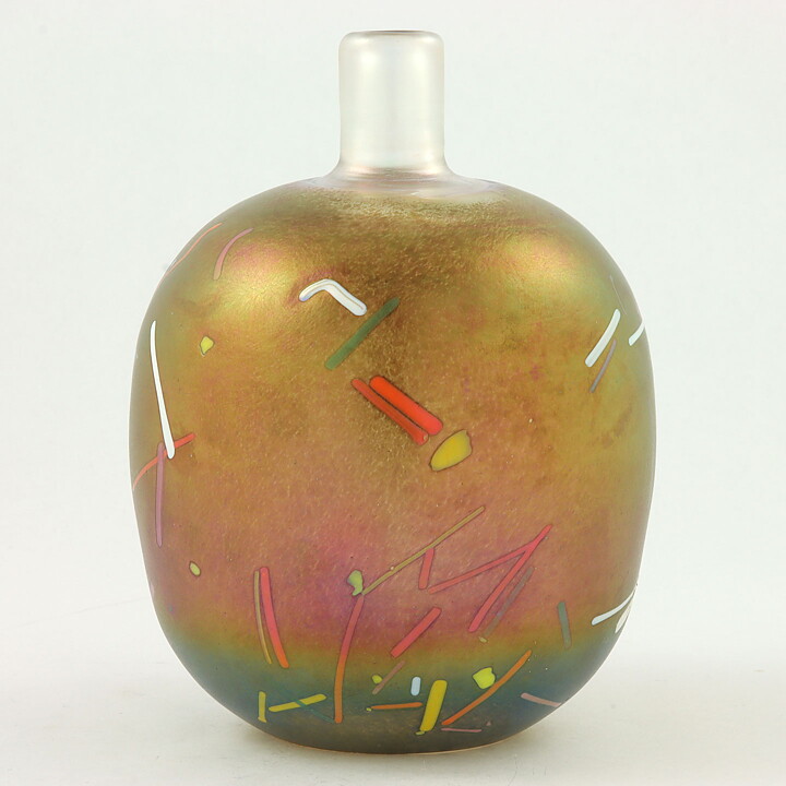 Bertil Vallien (Tornado 1983) Swelling Vase with Iridescent Surface 14 cm