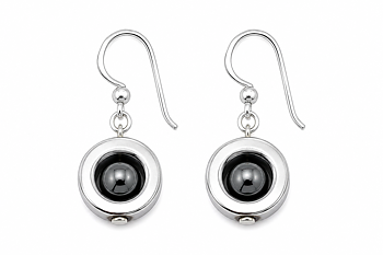 Earrings Iris silver and grey Hematite "fishhook"