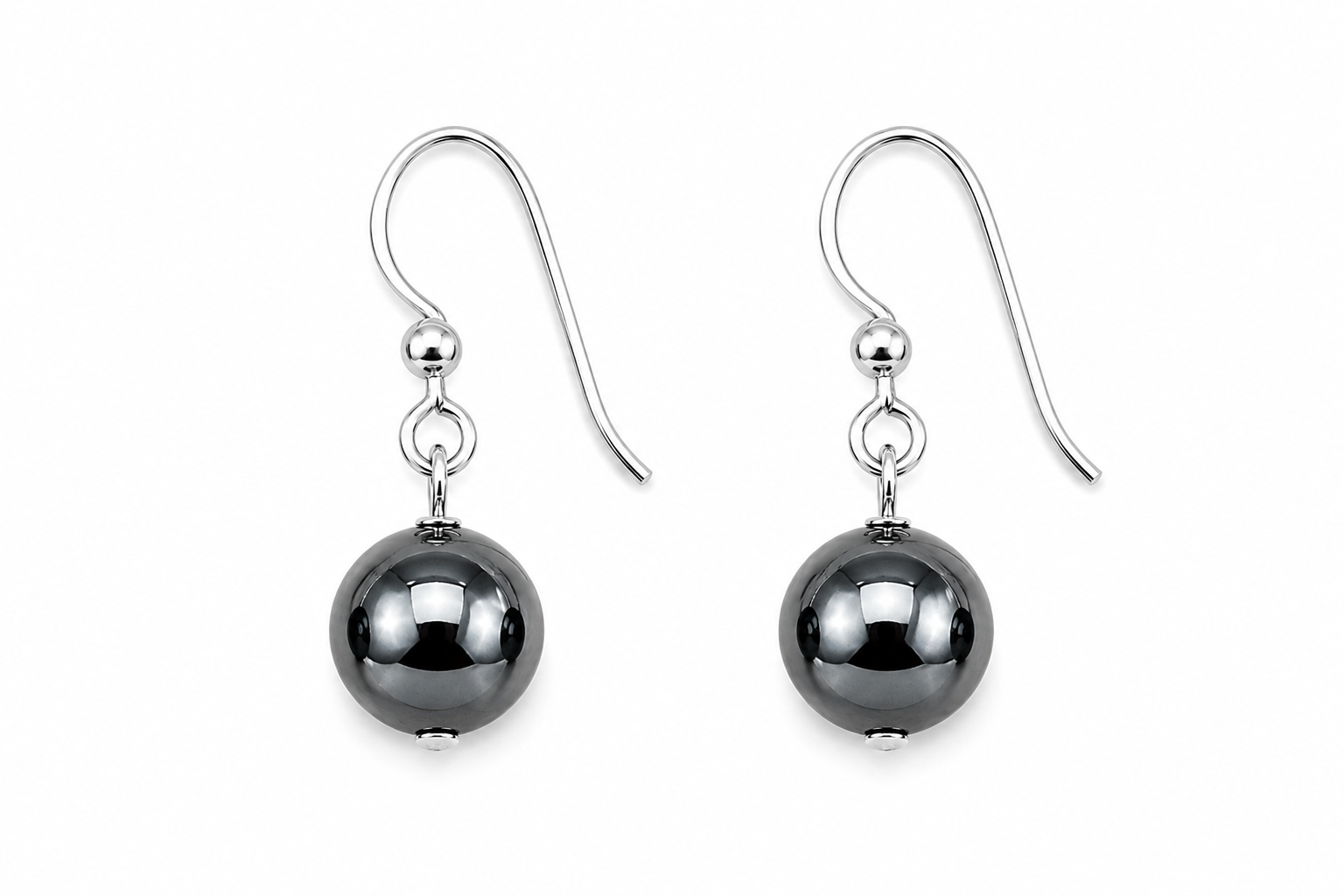 Earrings  Round balls of Hematite 