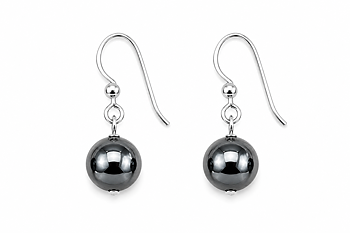 Earrings  Round balls of Hematite 