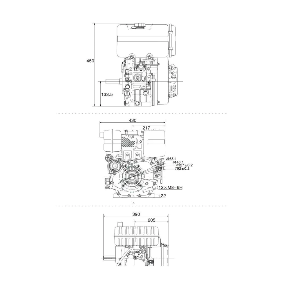 Dieselmotor Loncin 7,0 hk, 25 mm axel med elstart.  - 5