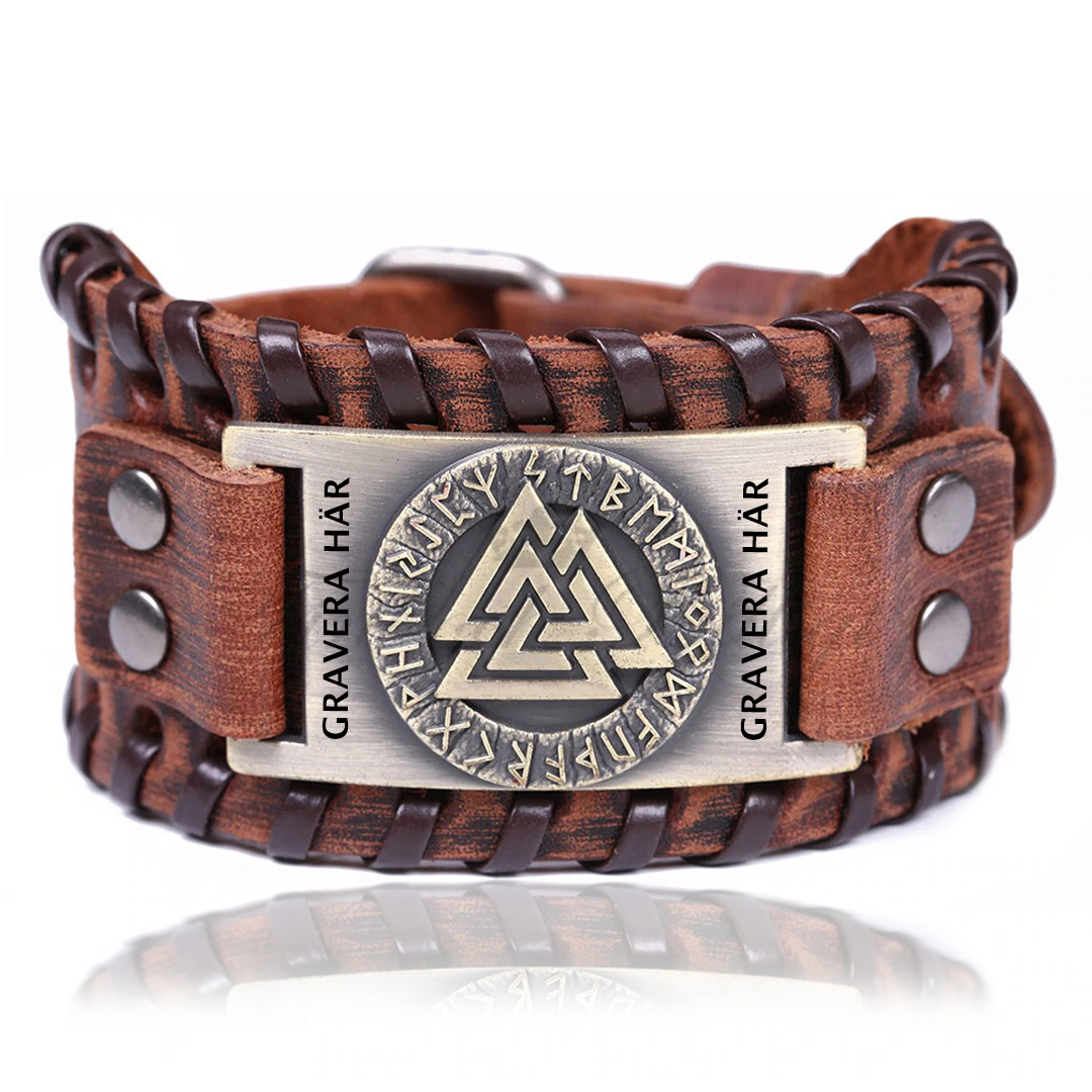 Valknut Viking Rune – Odin’s Knot Leather Bracelet (Multiple choices) - 6