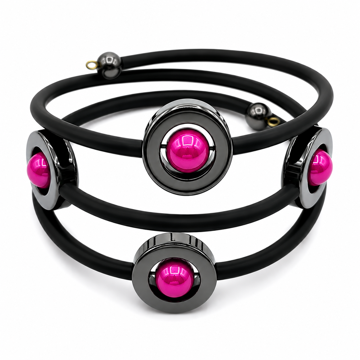 Bracelet Hematite Fuschia Doris