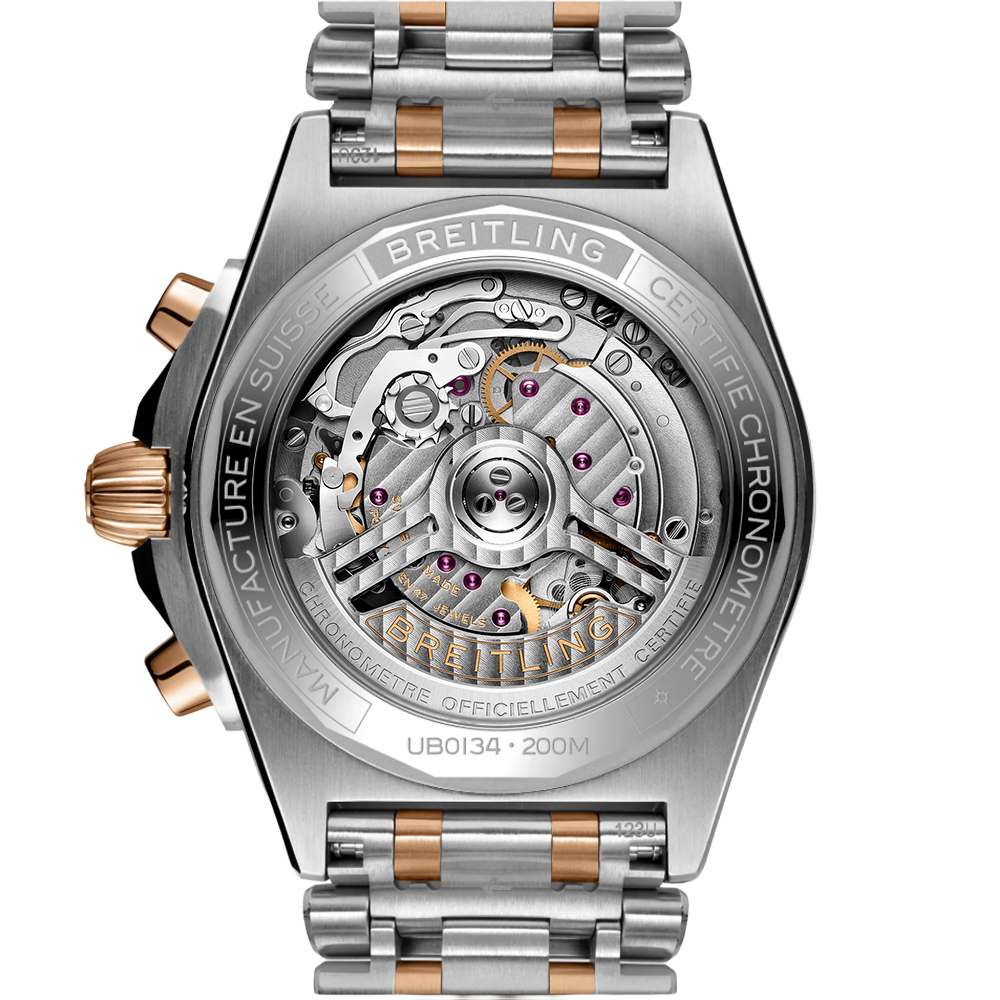 Breitling UB0134101B1U1 Chronomat B01 42 svart stål och 18 K rött guld baksida