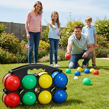 Boccia-spel med 8 st klot, 4 färger + lillen