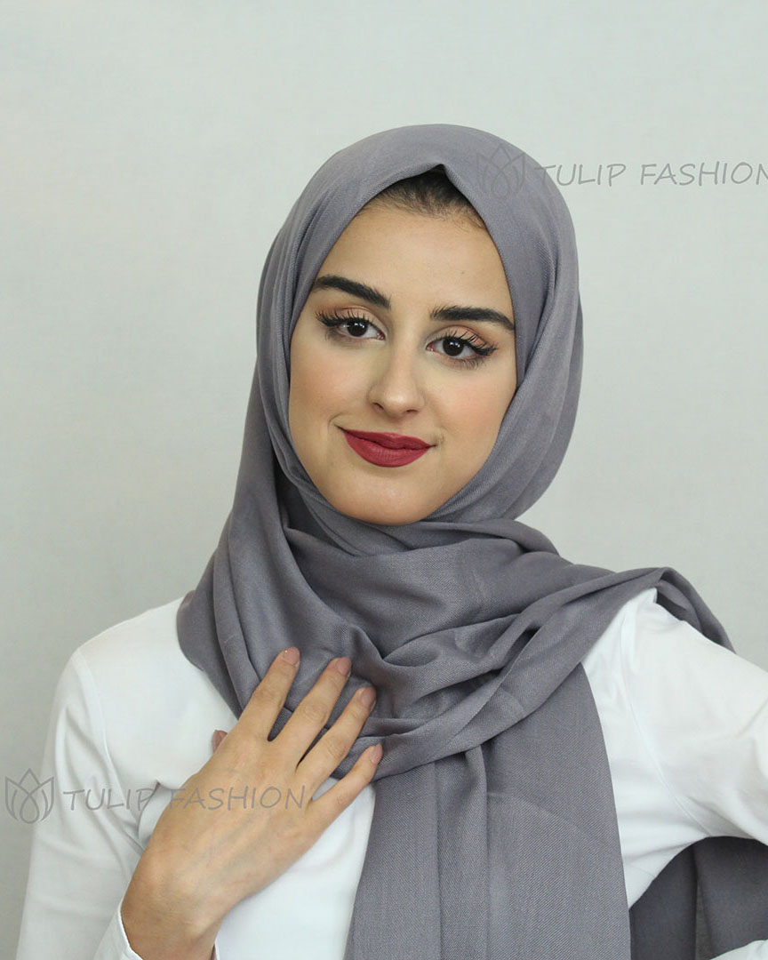 Hijab - Pashmina - Mittelgrau - 2
