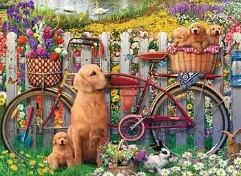 Cute dogs in the garden 500 Bitar Ravensburger