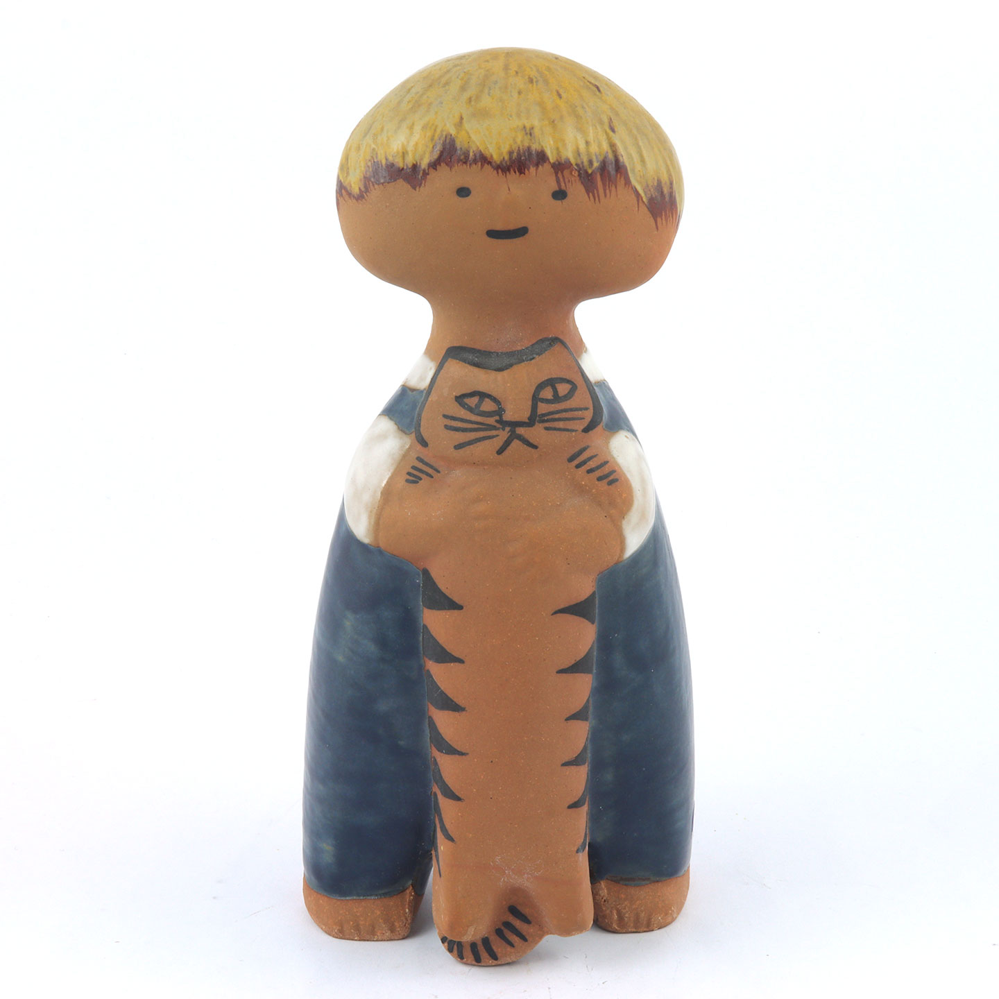 Lisa Larson リサラーソン Pelle Lisa Larson for Gustavsberg Pelle Boy With Cat 7-3/4” Tall