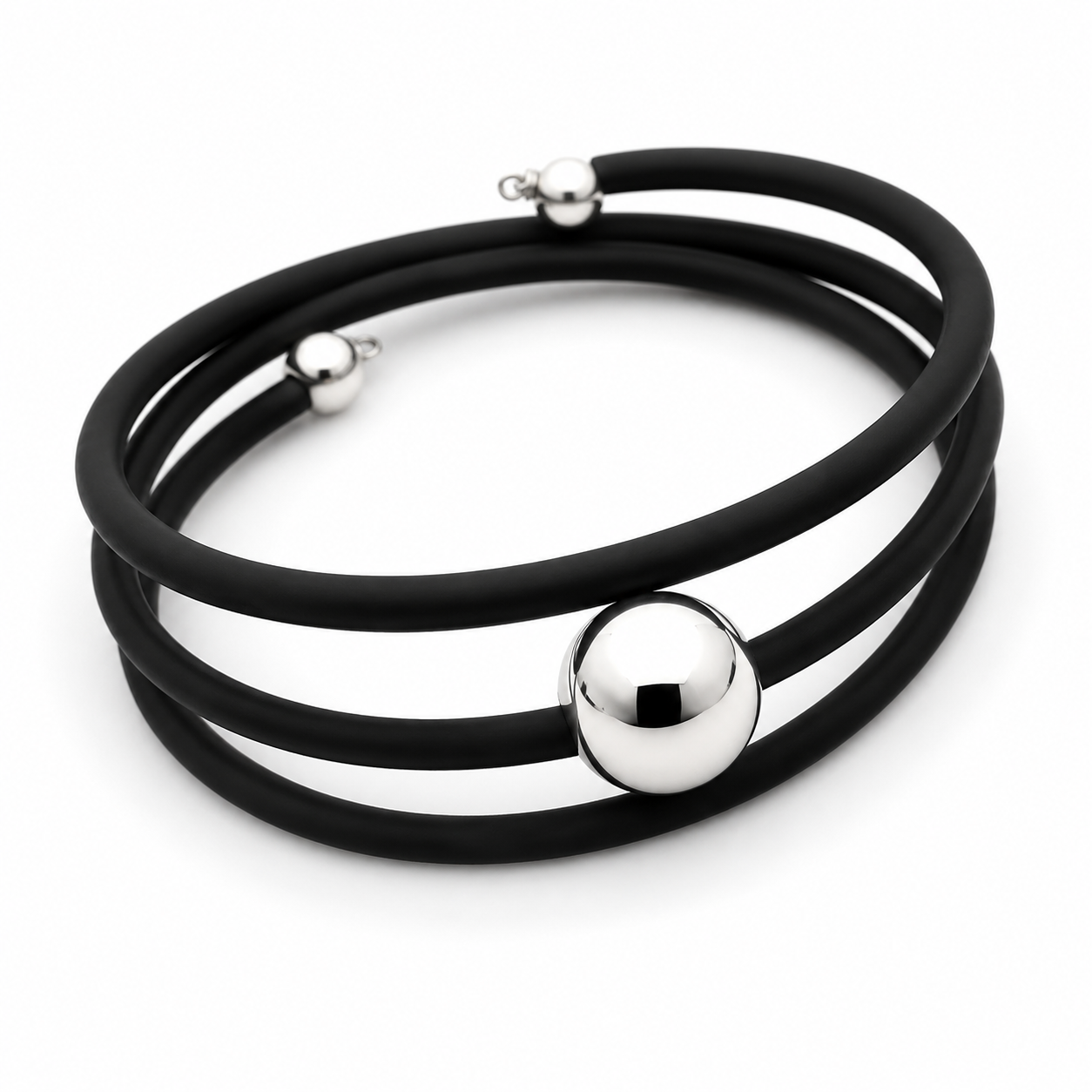 Bracelet Silver Hematit rubber