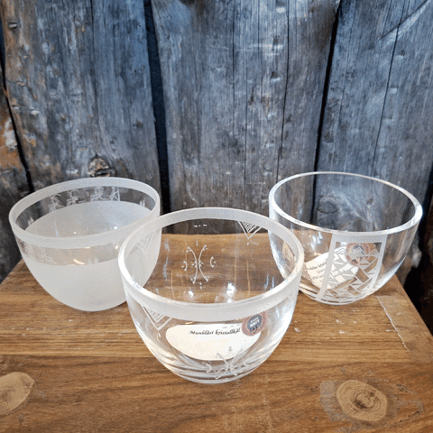 Candle lantern/bowl Glass, Sami craft,  Jokkmokk design