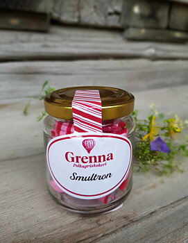 Glasburk med smultronkarameller 